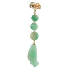 0,50ct Diamant, Muschel Perle und Jade Ohrringe MF25-051826
