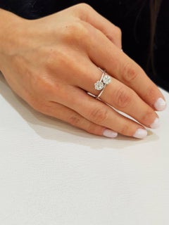 0.50ct Diamond flower-shaped Cluster Round Diamond Ring set in 18ct White Gold