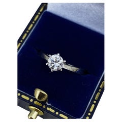 Bague de fiançailles solitaire en platine 950 sertie de 6 griffes avec diamant G/VS de 0,50 carat