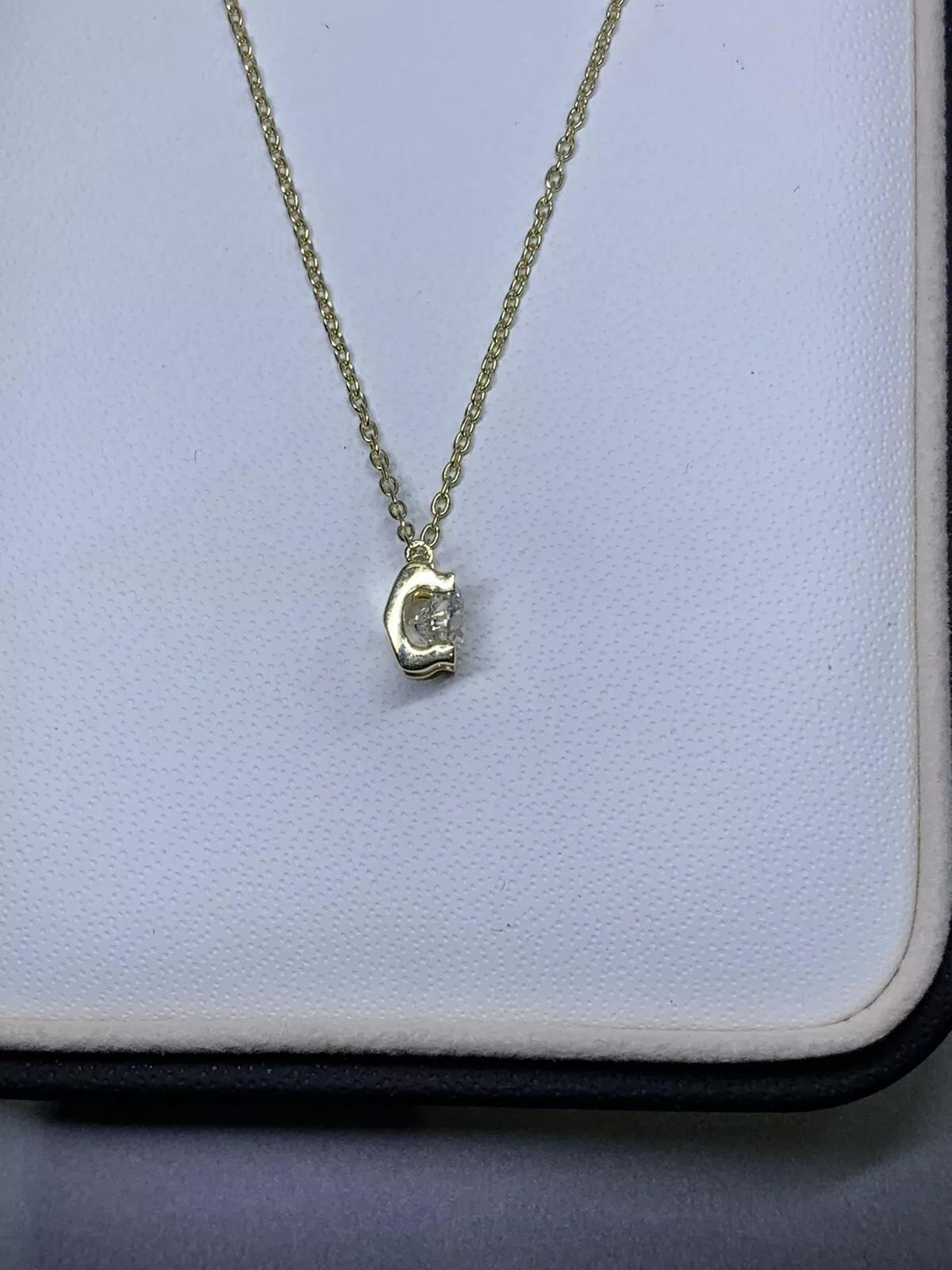 da uomo o donna Ciondolo solitario con diamante da 0,50 carati certificato GIA in oro giallo 18 carati da 16 pollici in vendita