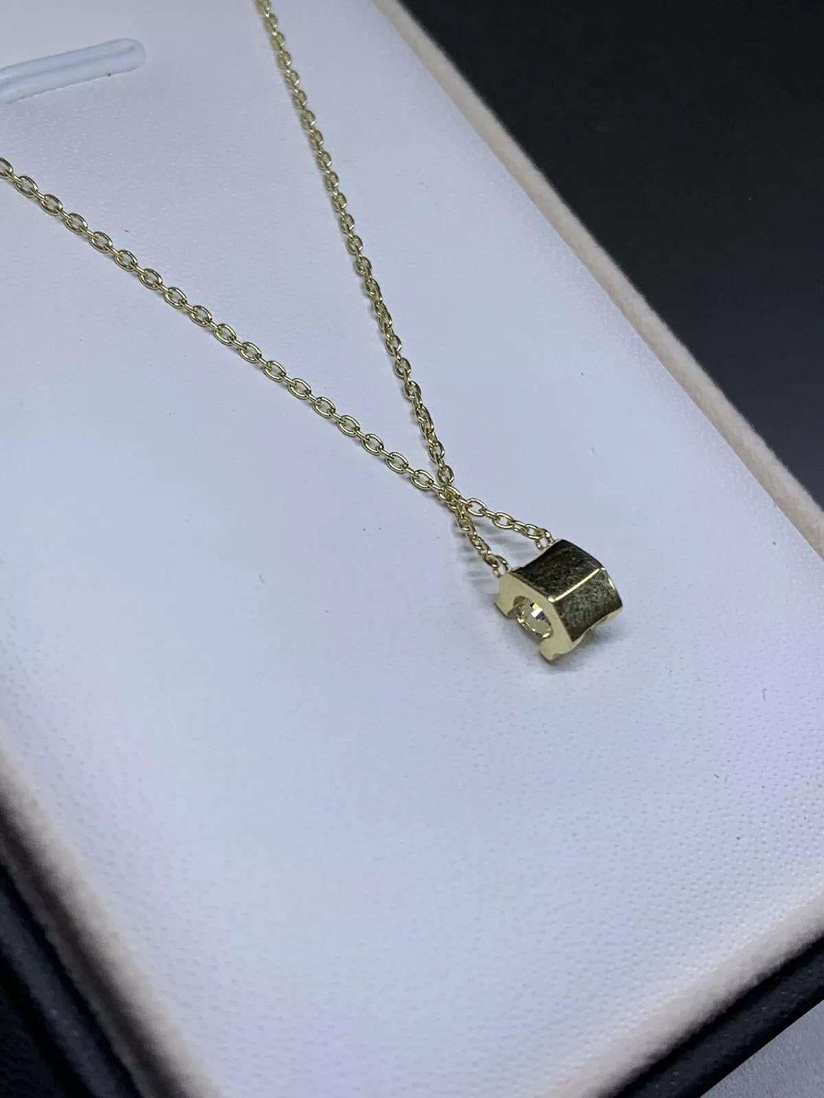 Ciondolo solitario con diamante da 0,50 carati certificato GIA in oro giallo 18 carati da 16 pollici in vendita 2