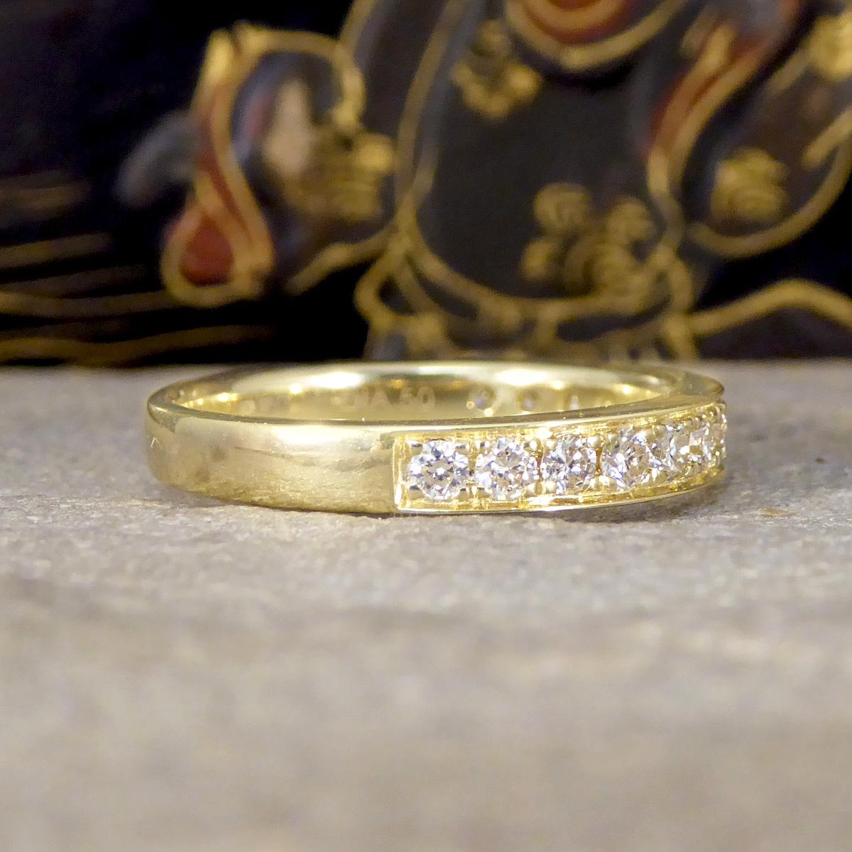 Modern 0.50ct Diamond Half Eternity Ring in Yellow Gold Channel Claw Setting For Sale
