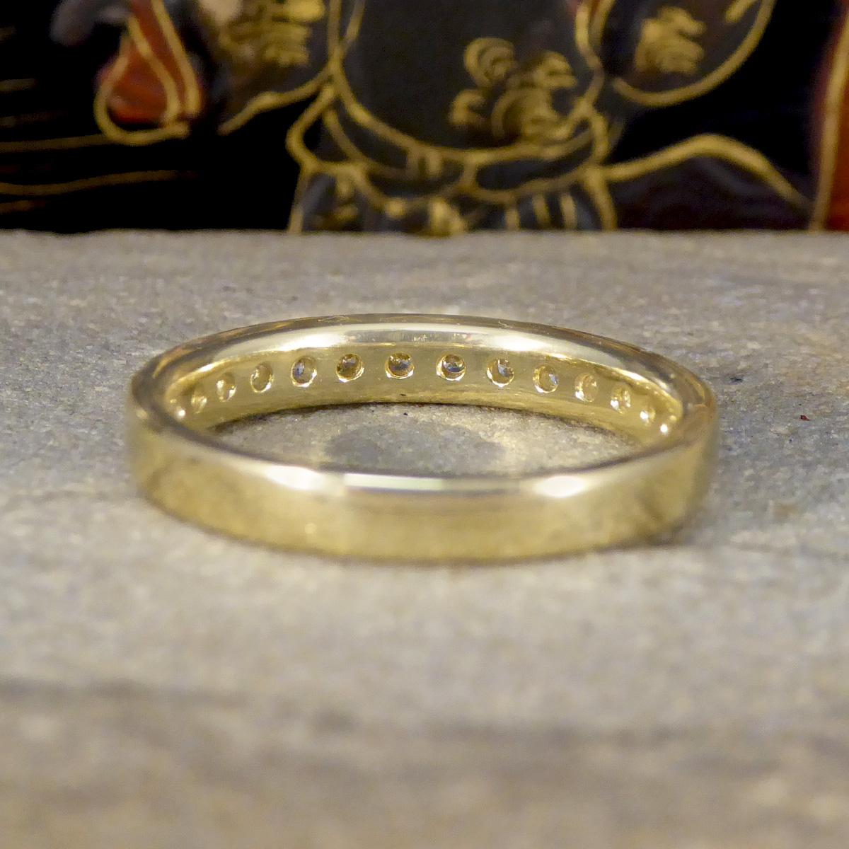 Brilliant Cut 0.50ct Diamond Half Eternity Ring in Yellow Gold Channel Claw Setting For Sale