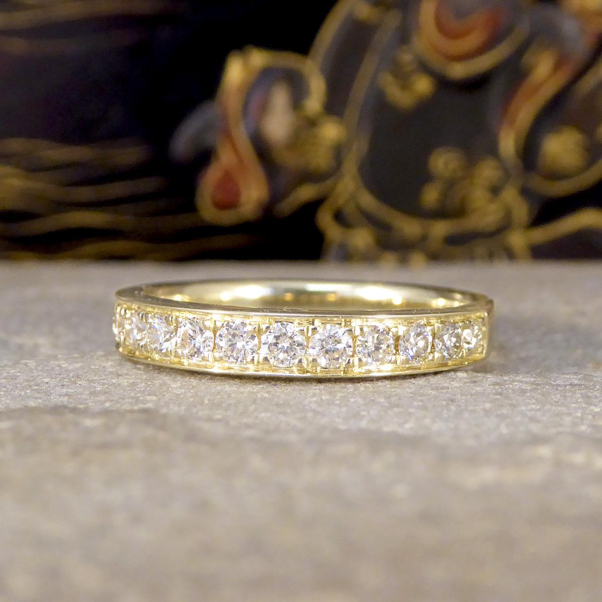 0.50ct Diamond Half Eternity Ring in Yellow Gold Channel Claw Setting In New Condition For Sale In Yorkshire, West Yorkshire