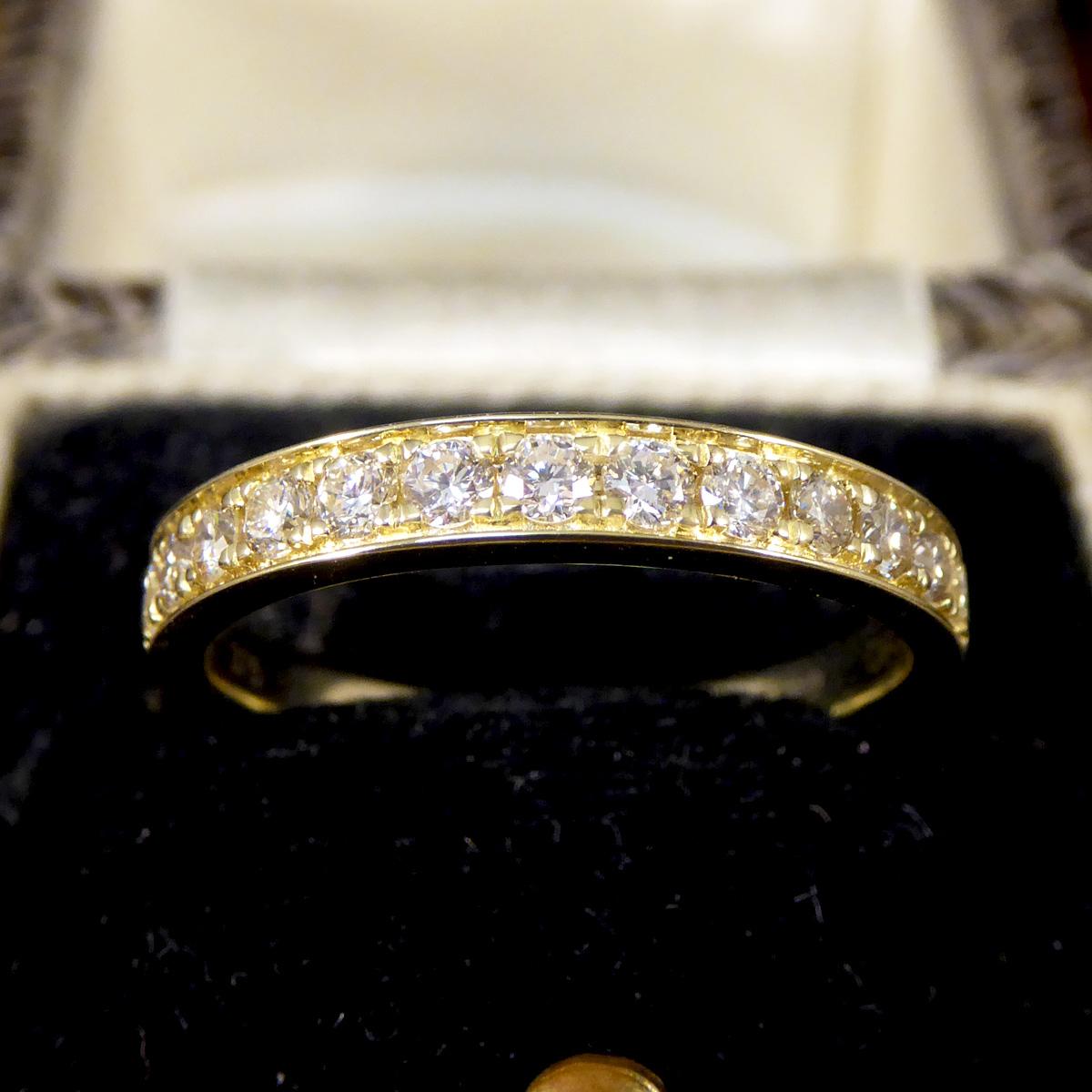 0.50ct Diamond Half Eternity Ring in Yellow Gold Channel Claw Setting For Sale 1