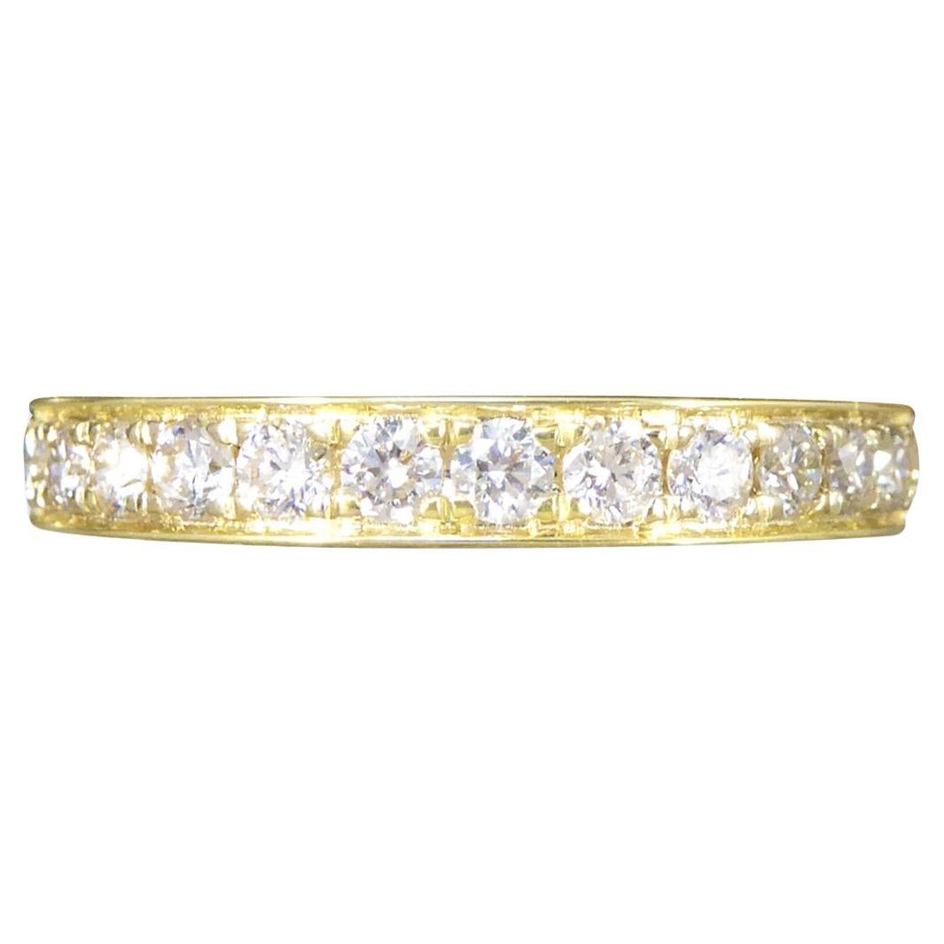 0.50ct Diamond Half Eternity Ring in Yellow Gold Channel Claw Setting