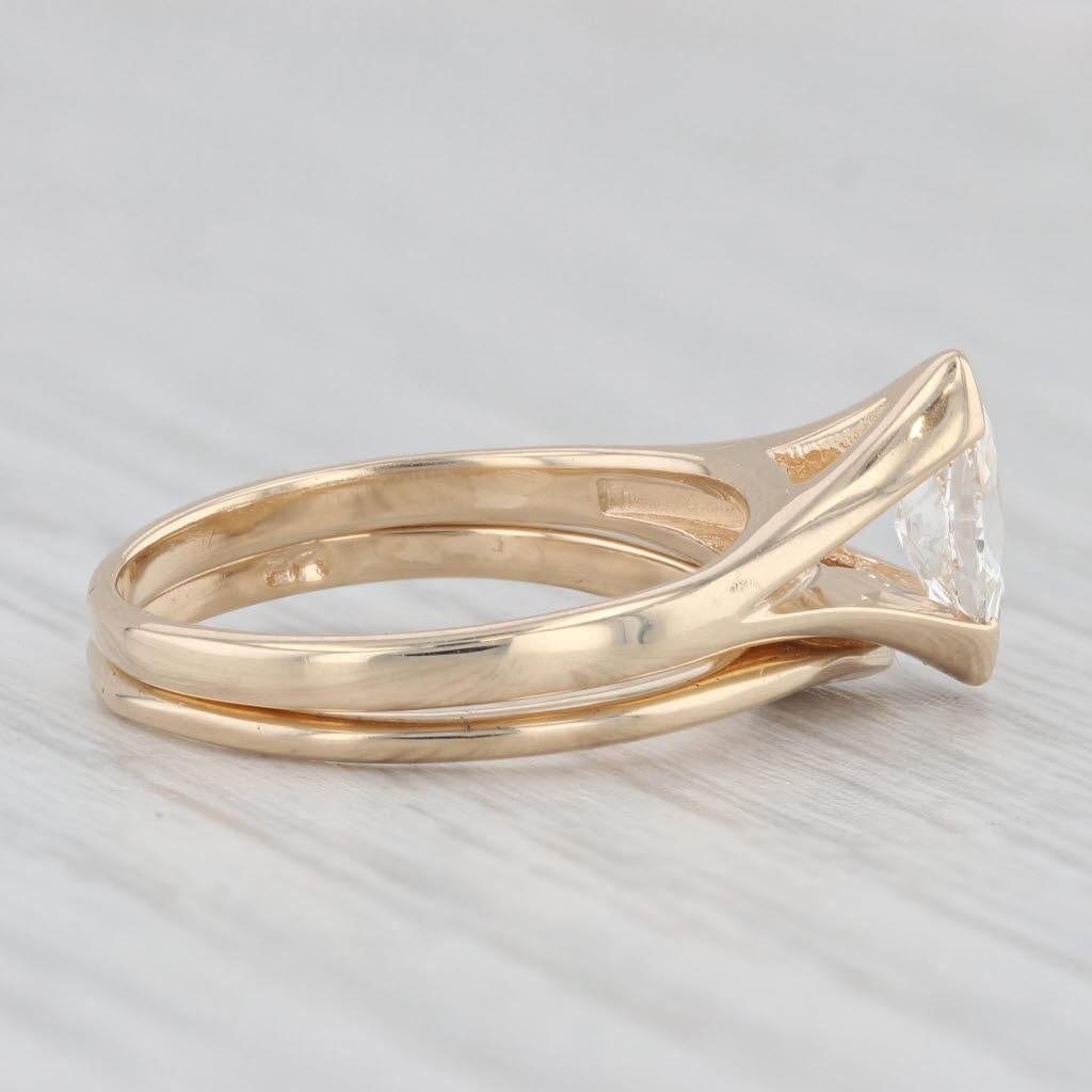 0.50ct Diamond Marquise Solitaire Engagement Ring Wedding Band Set 14k Gold In Good Condition In McLeansville, NC