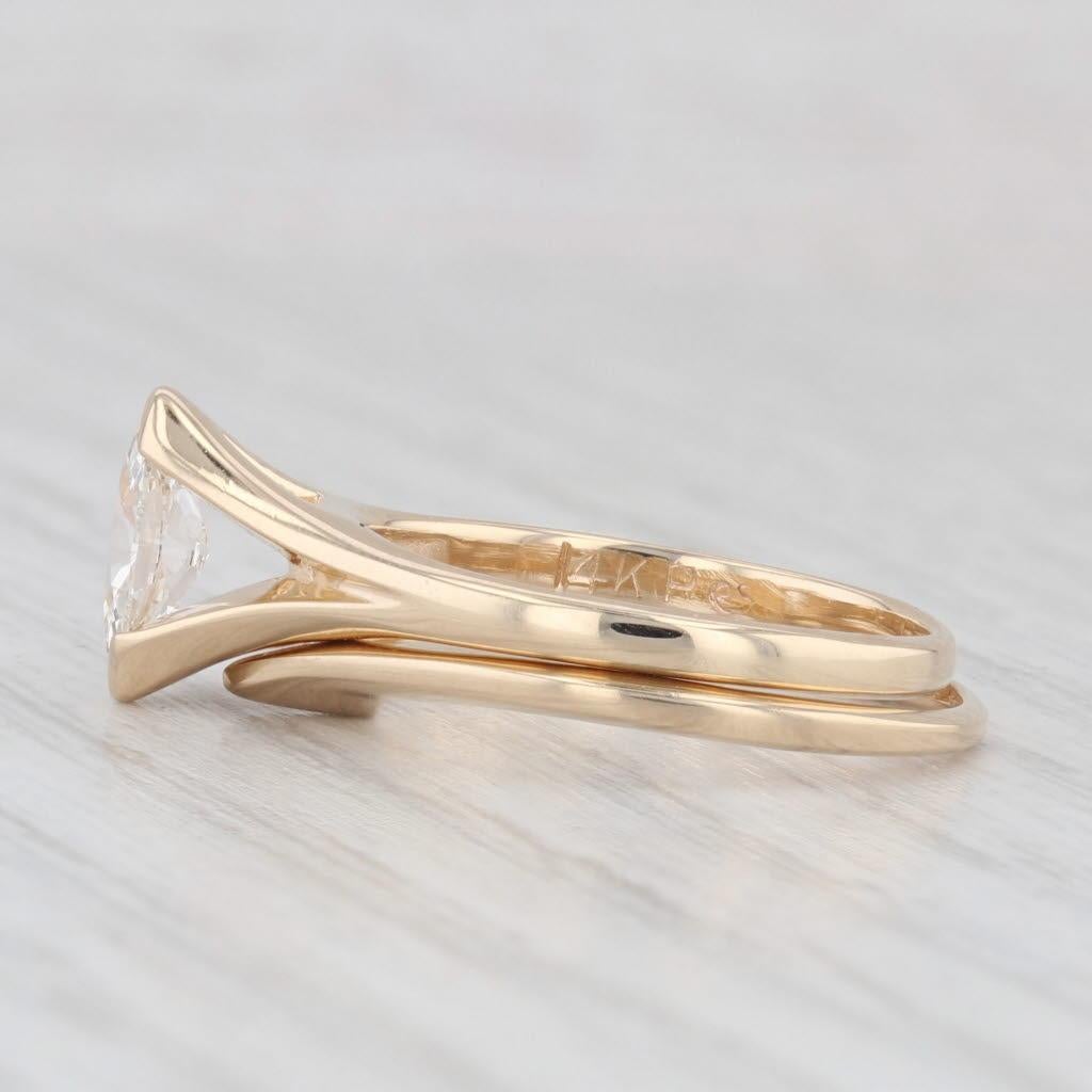0.50ct Diamond Marquise Solitaire Engagement Ring Wedding Band Set 14k Gold 1