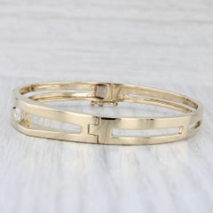 0.50ct Diamond Solitaire Bangle Bracelet 14k Yellow Gold 6.75" Oval Hinged