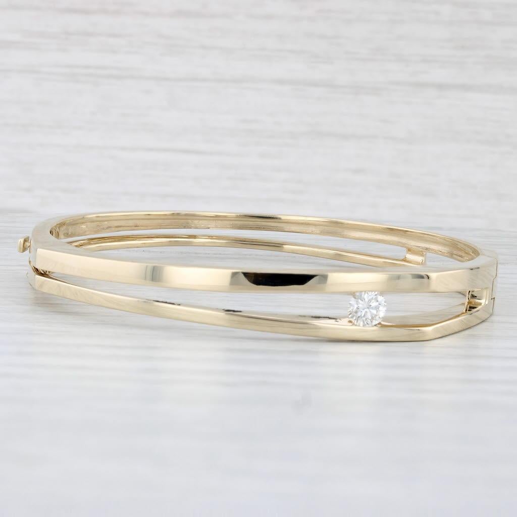 Women's or Men's 0.50ct Diamond Solitaire Bangle Bracelet 14k Yellow Gold 6.75