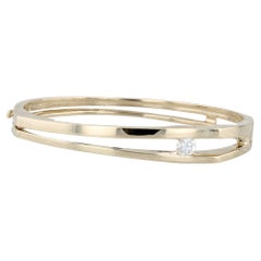 0.50ct Diamond Solitaire Bangle Bracelet 14k Yellow Gold 6.75" Oval Hinged