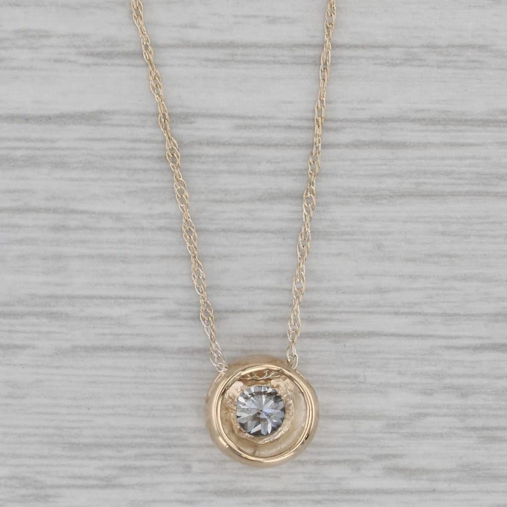 Gemstone Information:
- Natural Diamond -
Carats - 0.50ct
Cut - Round Brilliant
Color - G - H
Clarity - I1
Please note there are surface reaching inclusions. 

Metal: 14k Yellow Gold
Weight: 2.3 Grams 
Stamps: 14k
Style: Rope Chain
Closure: Spring