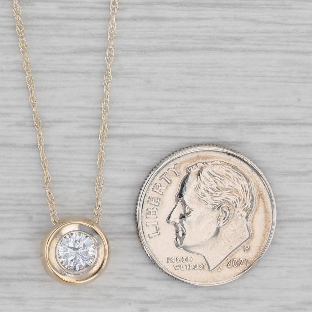 Women's 0.50ct Diamond Solitaire Pendant Necklace 14k Yellow Gold 18.5