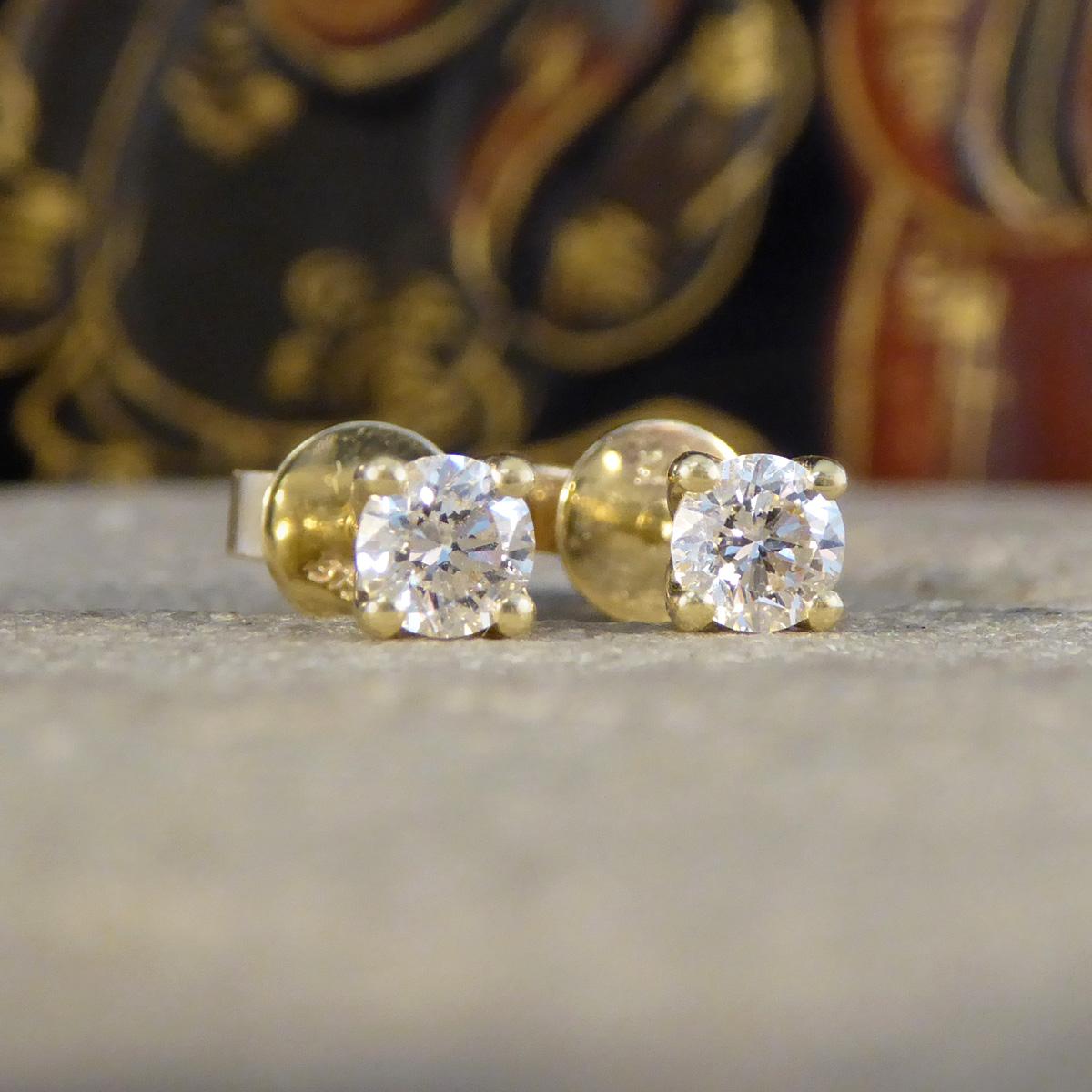 Modern 0.50ct Diamond Stud Earrings in Yellow Gold