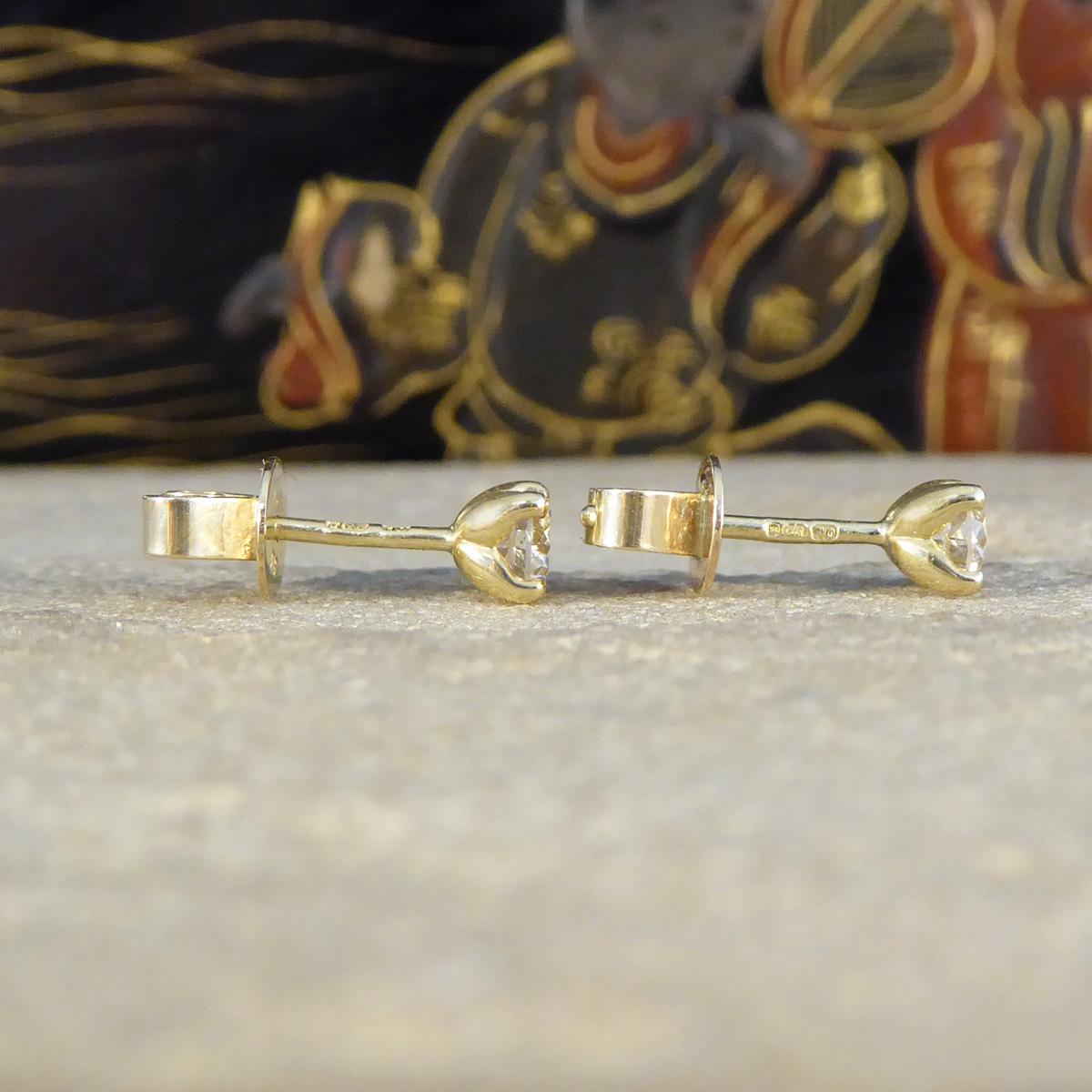 Brilliant Cut 0.50ct Diamond Stud Earrings in Yellow Gold
