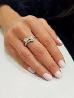0.50 Carat Diamond Twist Baguettes Cluster 18 Karat White Gold Engagement Ring