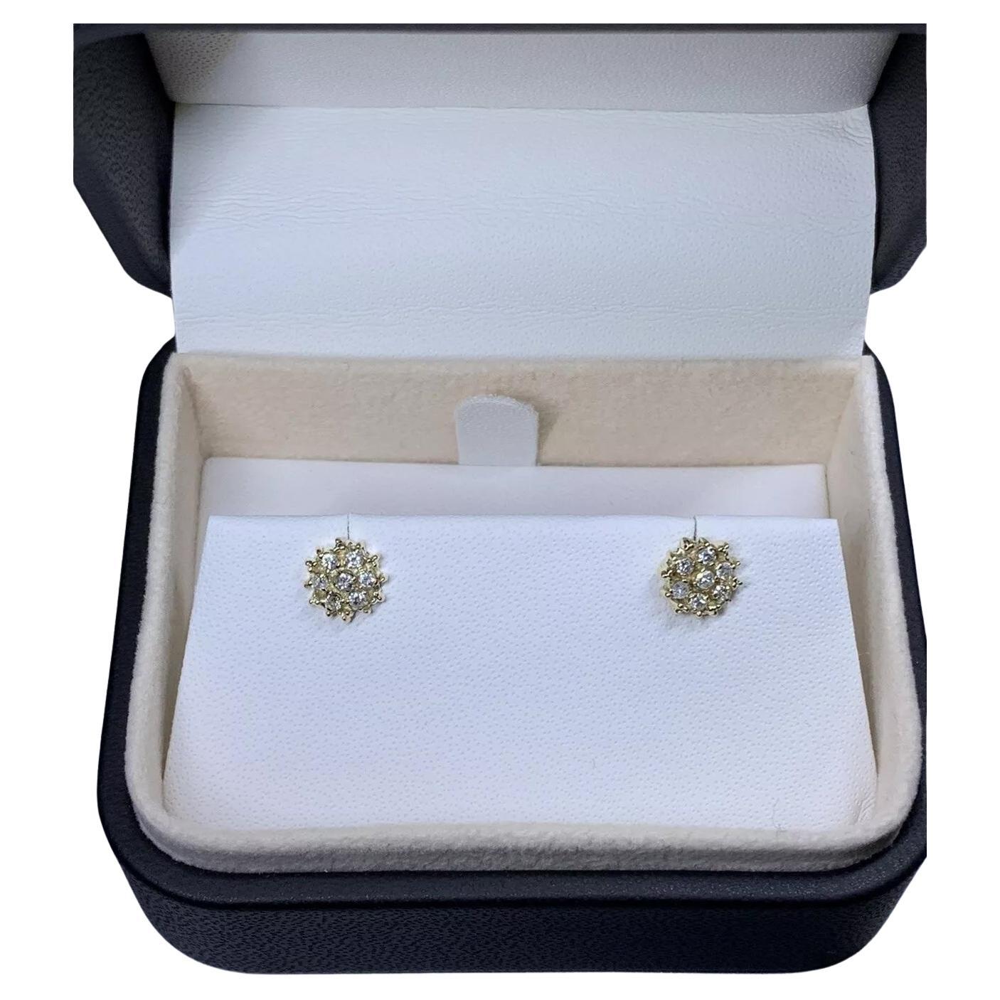 0.50ct Diamonds chunky solitaire studs earrings in 14ct yellow gold