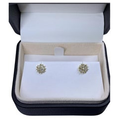 Pendientes solitarios gruesos de oro amarillo de 14 ct con diamantes de 0,50 ct