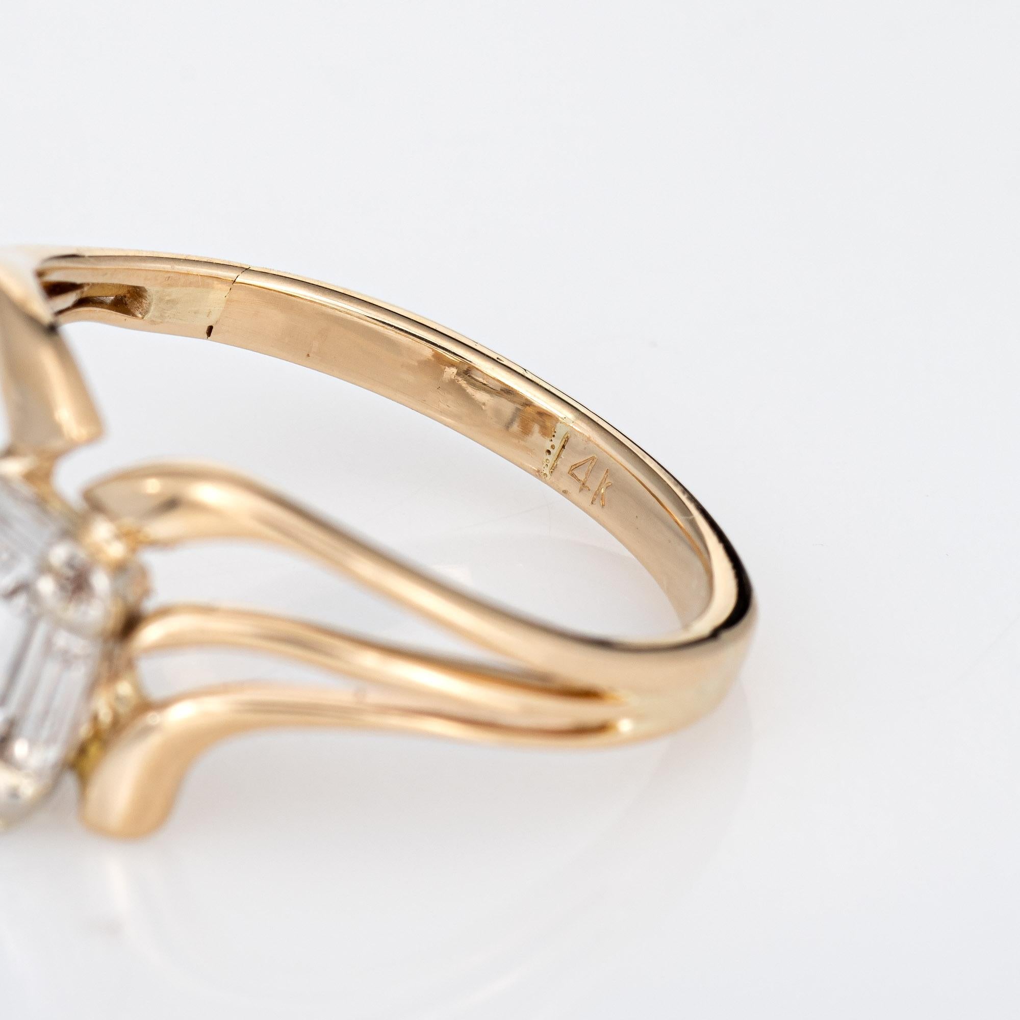 Women's 0.50ct Emerald Cut Diamond Ring 60s Vintage 14k Yellow Gold Estate Jewelry