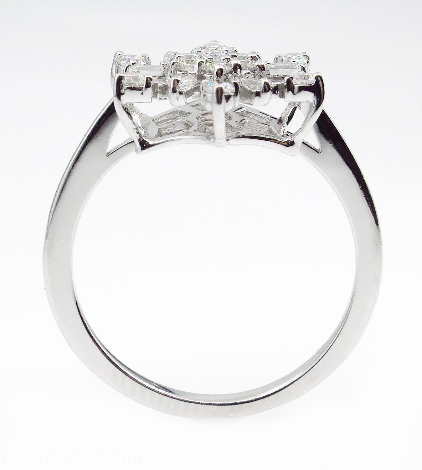 Round Cut 0.50ct Estate Vintage Diamond Snowflake Cluster Engagement Ring 14k White Gold
