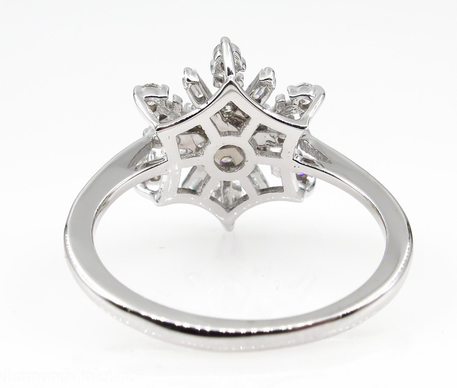0.50ct Estate Vintage Diamond Snowflake Cluster Engagement Ring 14k White Gold In Good Condition In New York, NY