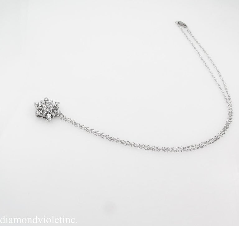 0.50 Carat Estate Vintage Diamond Snowflake Necklace 14 Karat White ...