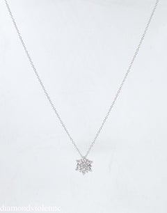 0.50 Carat Estate Vintage Diamond Snowflake Necklace 14 Karat White Gold