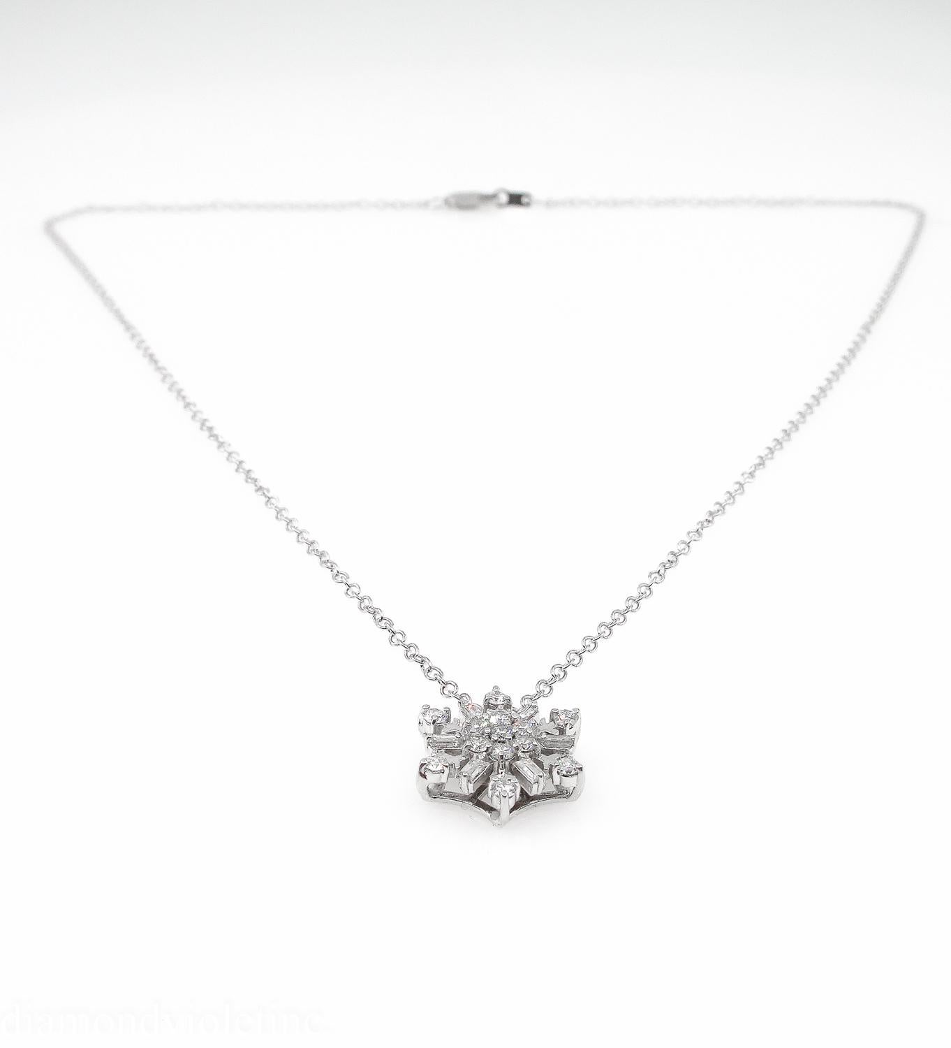 0.50 Carat Estate Vintage Diamond Snowflake Necklace 14 Karat White Gold 3