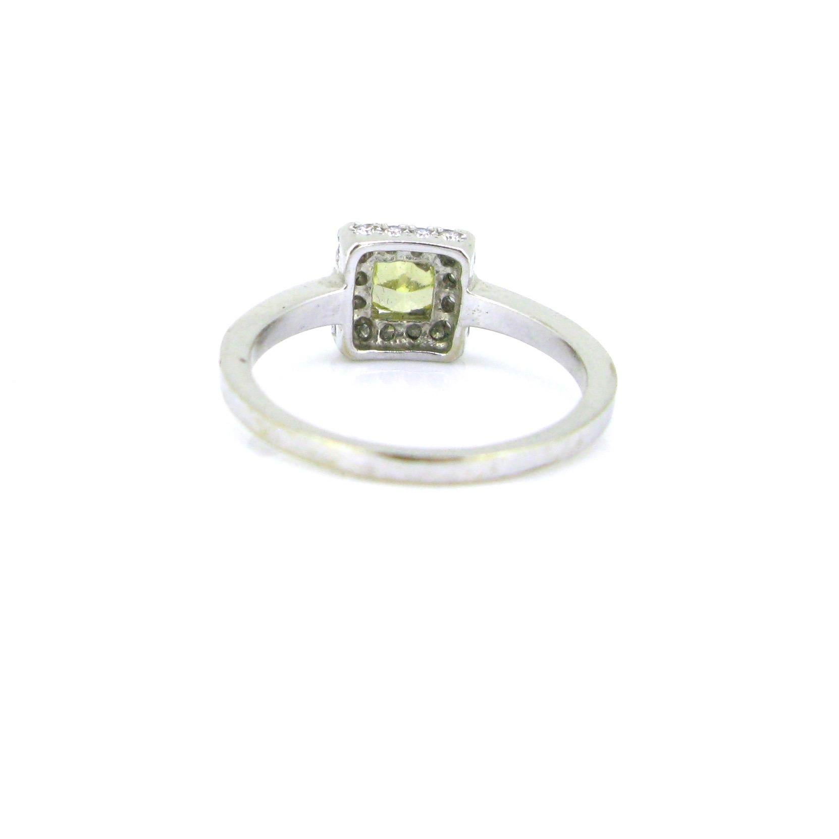 Women's or Men's 0.50 Carat Fancy Intense Yellow Diamond Cluster Wedding Engagement Ring For Sale