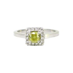Bague de fiançailles de mariage en grappe de diamants jaunes intenses de 0,50 carat de couleur fantaisie