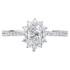 Informe GIA Certificado 0,50 Quilates G VS Diamante talla oval 18k Halo Anillo de compromiso