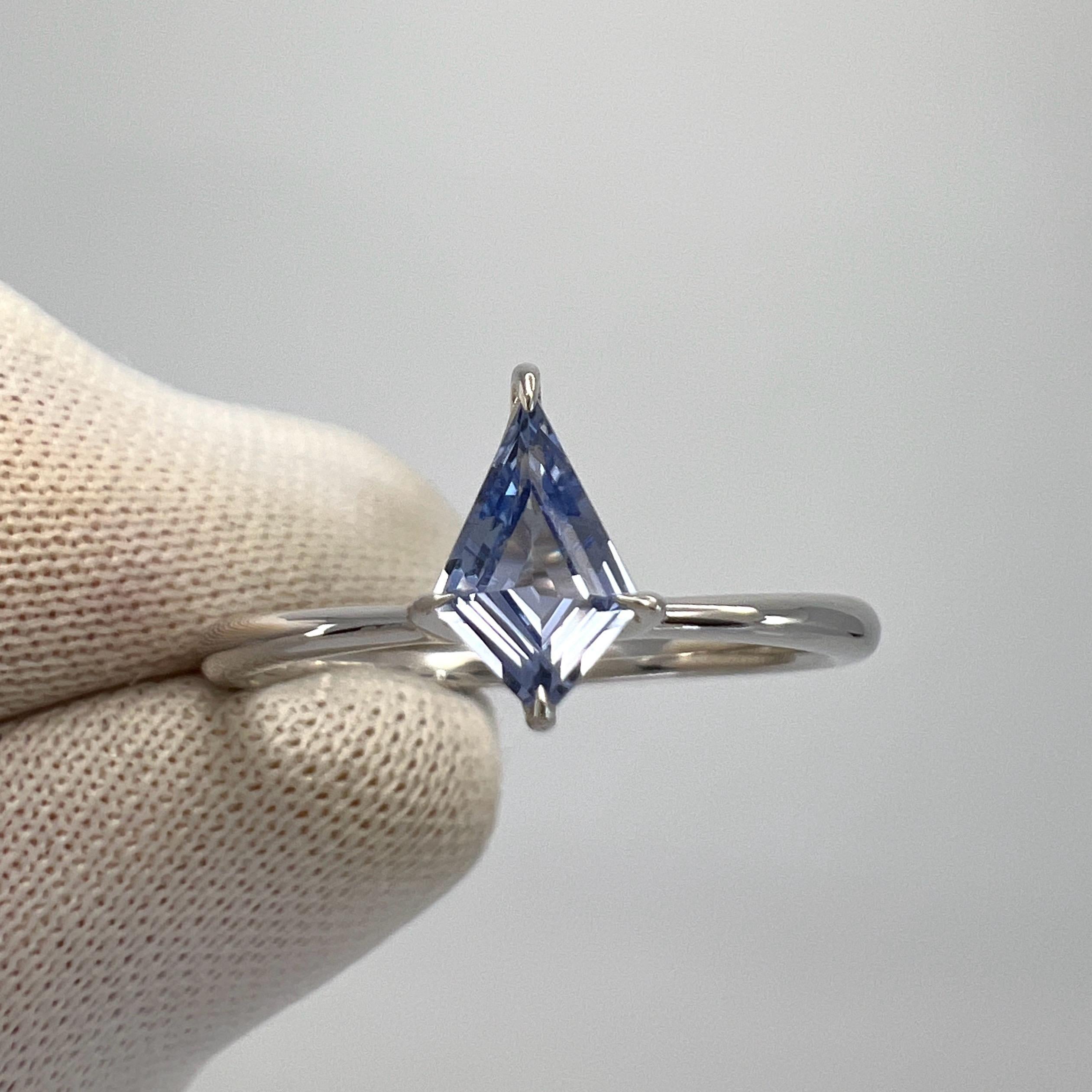 0.50ct Light Blue Ceylon Sapphire Fancy Kite Cut 18k White Gold Solitaire Ring For Sale 1
