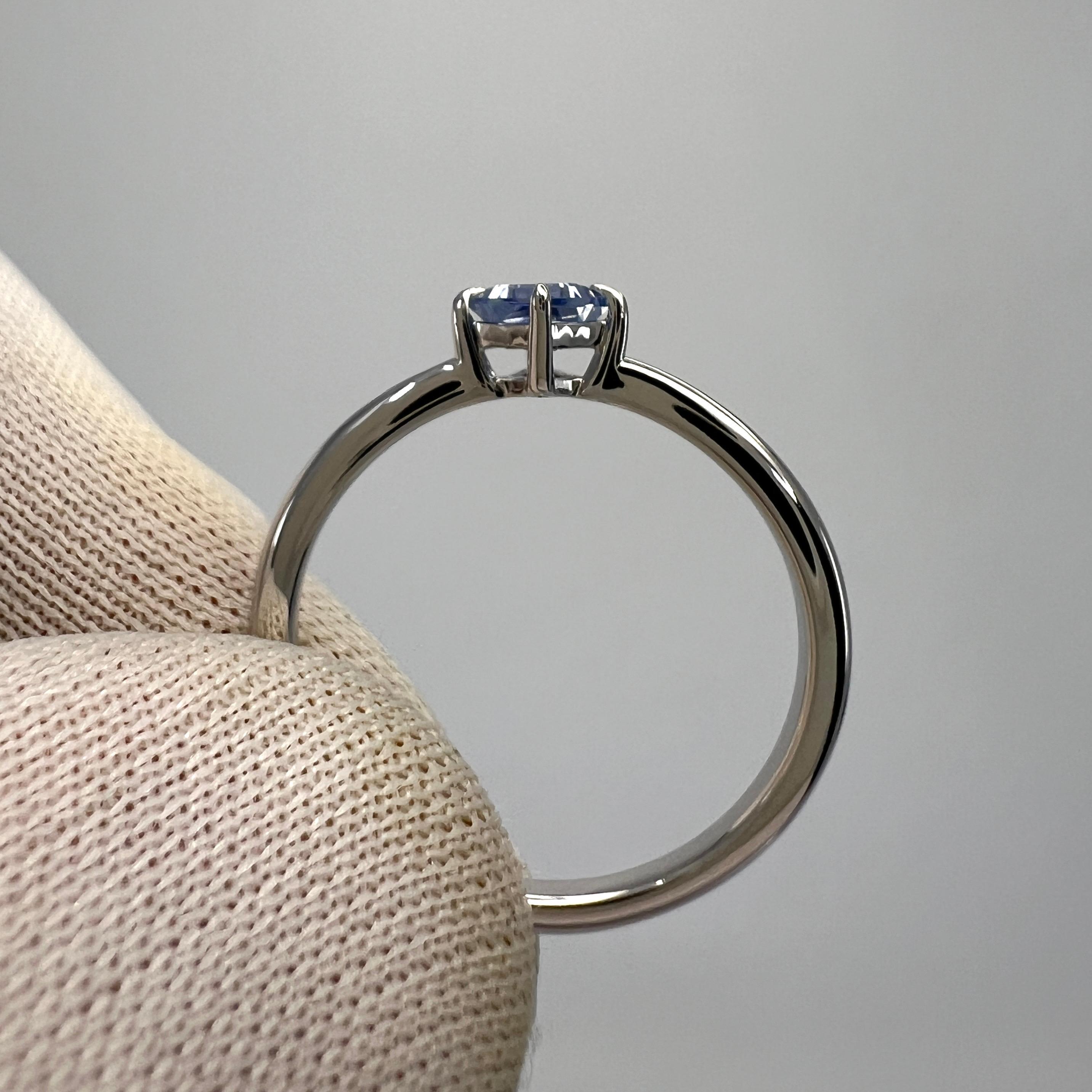 0.50ct Light Blue Ceylon Sapphire Fancy Kite Cut 18k White Gold Solitaire Ring For Sale 3