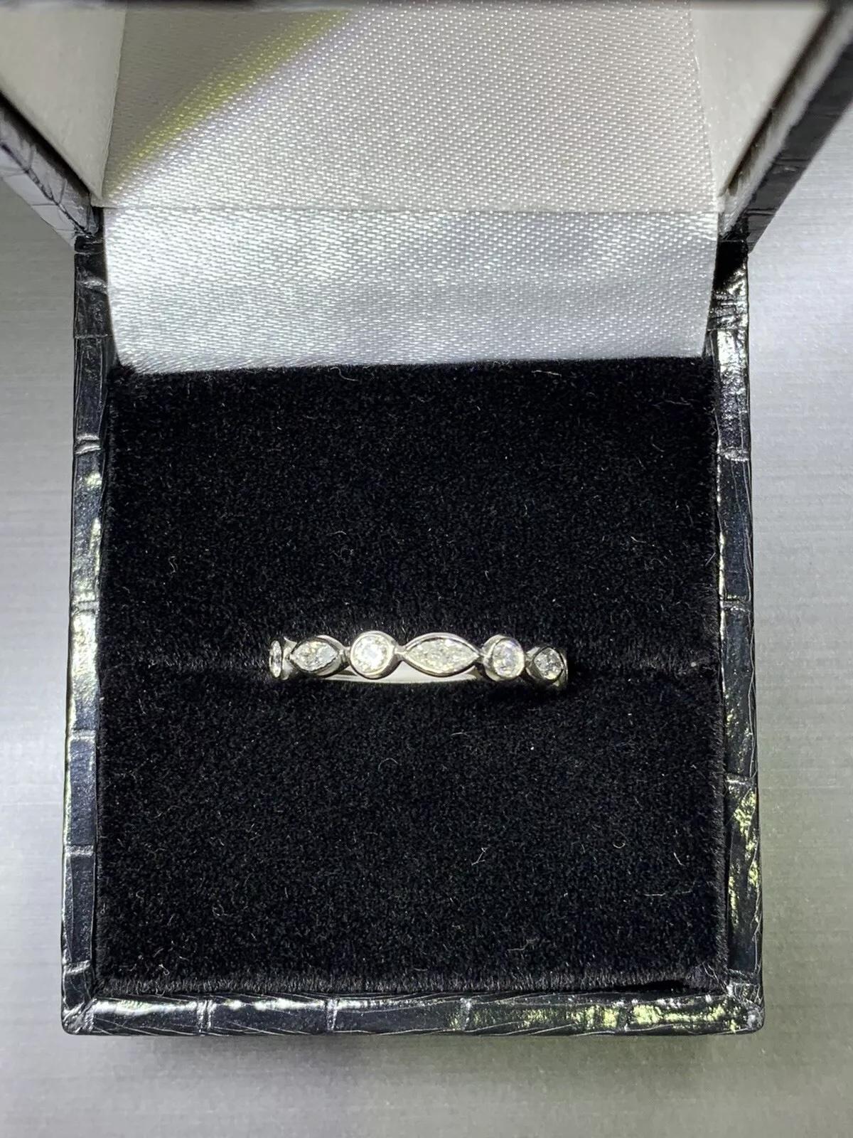 0.50ct Marquise And Round Diamond Engagement Wedding Ring Band In 18k White Gold