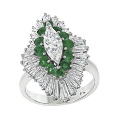 0.50ct Marquise Cut Diamond 1.00ct Diamond Platinum Ring