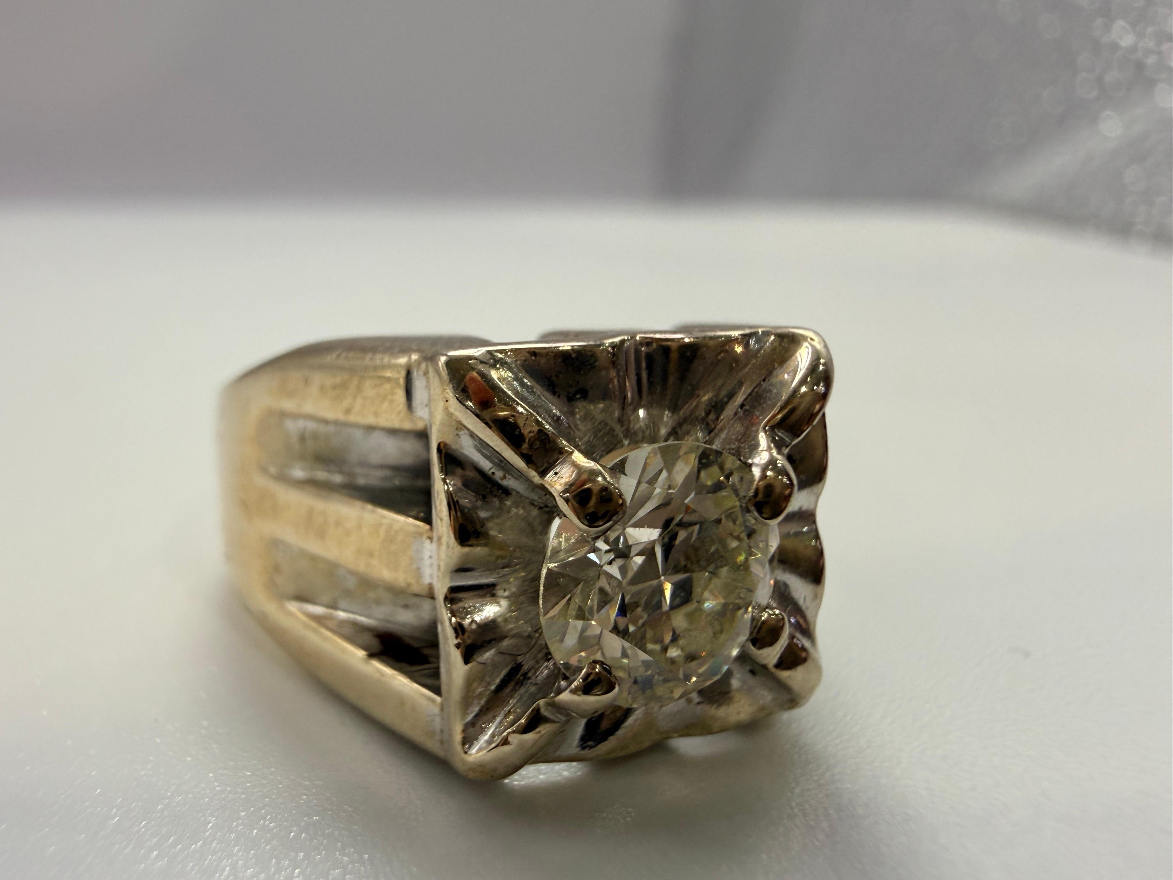 Anello con diamante da uomo 0,50ct Oro 14KT classico in vendita 1