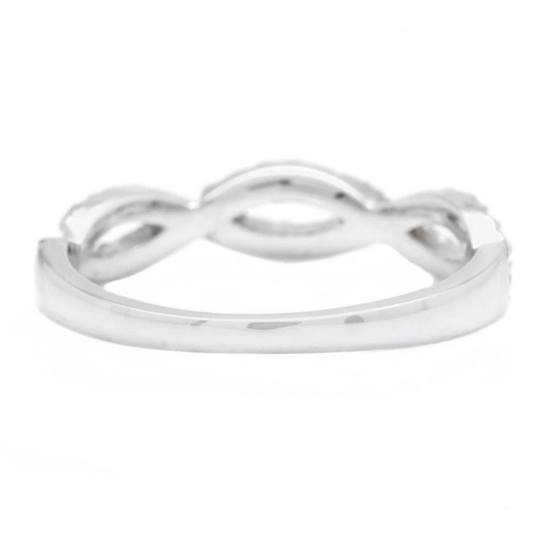 Rose Cut 0.50 Carat Natural Diamond 14 Karat Solid White Gold Band Ring For Sale