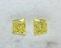 0.50ct Natural Loose Fancy Intense Yellow Diamonds Matching Pair Sides Stones