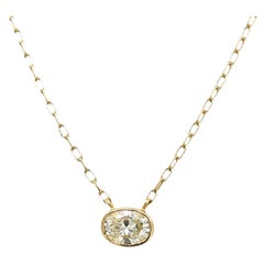 0.50ct Natural Oval Diamond Set in 18ct Yellow Gold Mount on Chain