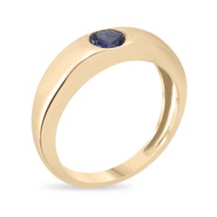 0.50ct Natural Round Sapphire Creates A Classic Deep Blue Solitaire Ring