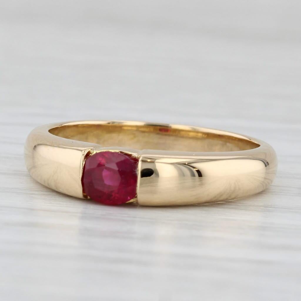 0,50 ct Anillo solitario de rubí ovalado Oro amarillo de 18 k Tamaño 6,5 Anillo apilable Corte oval en venta