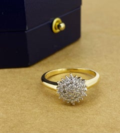 0.50ct Pave Set Diamond Cluster Flower "Rose" Shaped Ring in 18K Yellow Gold