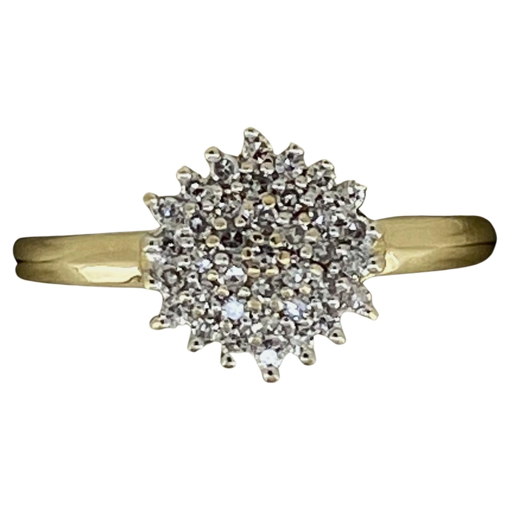0.50ct Pave Set Diamond Cluster Flower "Rose" Shaped Ring in 18K Yellow Gold