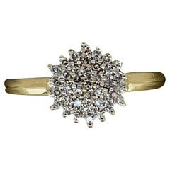0.50ct Pave Set Diamond Cluster Flower "Rose" Shaped Ring in 18K Yellow Gold