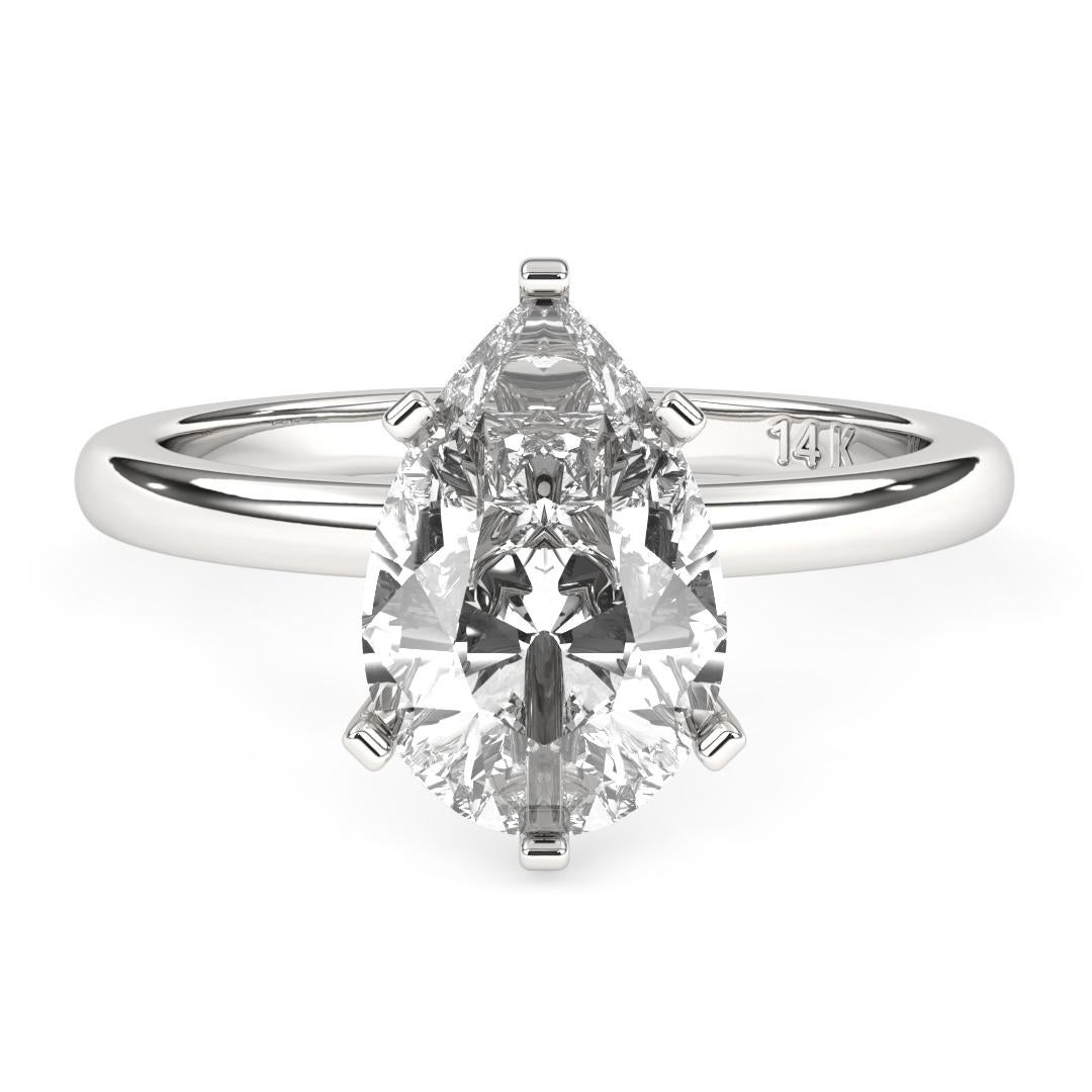 0.50CT Pear Cut Solitaire GH Color I1 Clarity Natural Diamond Wedding Ring For Sale 2