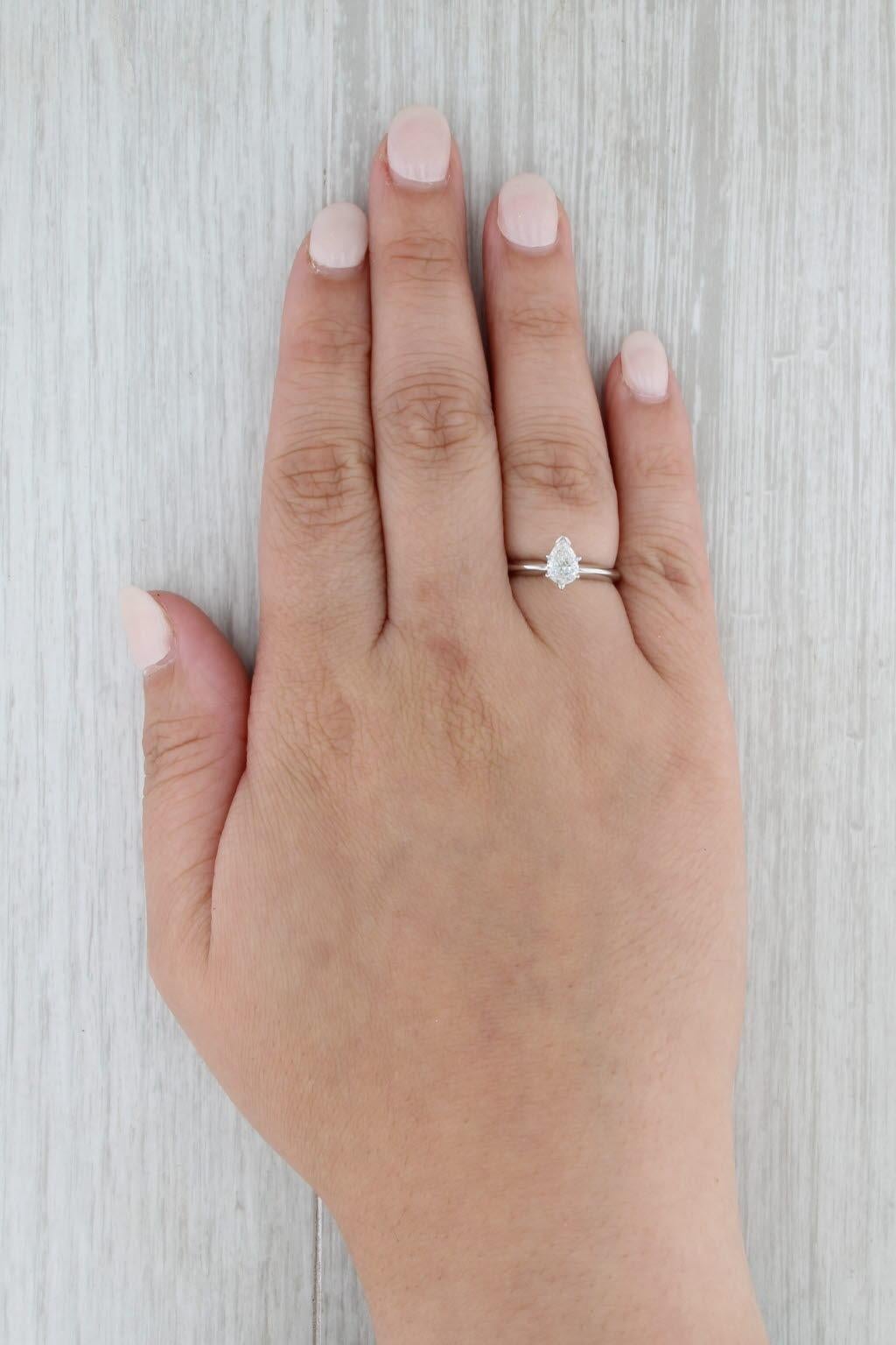 0.50ct Pear Diamond Solitaire Engagement Ring 14k White Gold Size 6 GIA For Sale 3