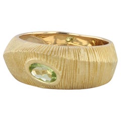 0,50 Karat Peridot Oval Solitär Ring 18k Gelbgold Größe 8 Ridge Band