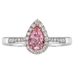 Half Carat Light Pink Pear Shape Diamond Ring