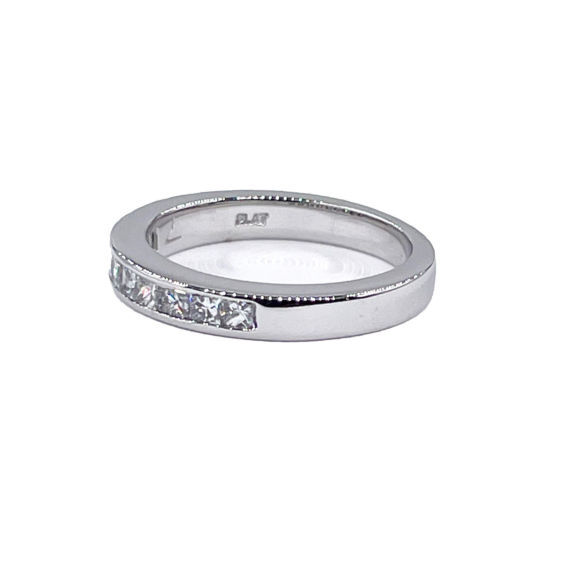 1/2 Way Around 0.50ct Princess cut Diamond Wedding Band 3.2mm Platinum Ring - GORGEOUS Platinum RING from our EXQUISITE Anniversary, Wedding Band Collection. 

Say “I do” with this timeless channel set Princess cut diamonds, wedding band. 
Classy
