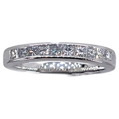 Used 0.50 Carat Princess Cut Diamond Halfway Channel Set Wedding Platinum Band Ring